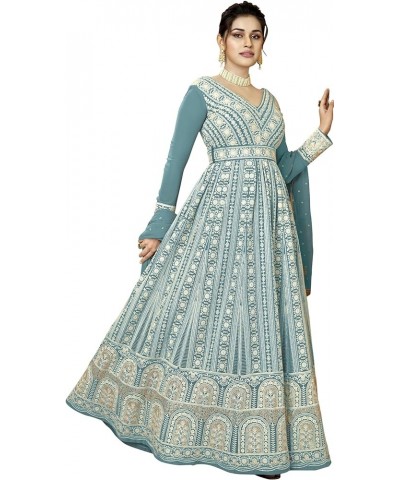 Design a new Sequins Embroidered Georgette Anarkali Suit for ready to wear Sky $33.21 Suits