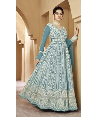 Design a new Sequins Embroidered Georgette Anarkali Suit for ready to wear Sky $33.21 Suits