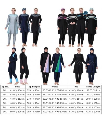 Muslim Swimsuits for Women Plus Size Full Coverage Swimwear Modest Islamic Hijab Ladies Swimming Burkini Bathing Suit Ablack ...