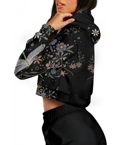 Zip Up Hoodies for Womens Y2K Crop Hoodies Sweatshirt Oversized Jackets Floral Dragonfly $20.39 Hoodies & Sweatshirts