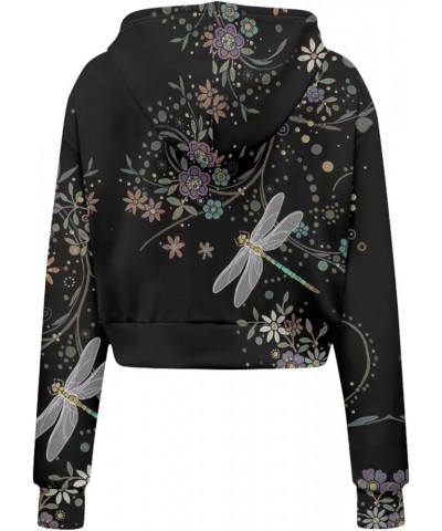 Zip Up Hoodies for Womens Y2K Crop Hoodies Sweatshirt Oversized Jackets Floral Dragonfly $20.39 Hoodies & Sweatshirts