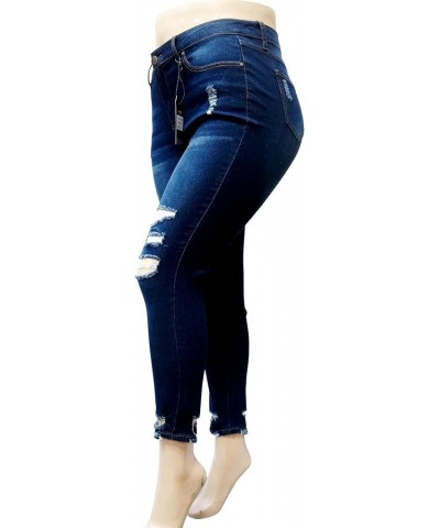 Jack David Womens Plus Size Ankle Skinny Basic Denim Jeans Ripped Distressed Strech Pants Jack David Dark Blue Jeans Wv74422p...