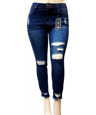 Jack David Womens Plus Size Ankle Skinny Basic Denim Jeans Ripped Distressed Strech Pants Jack David Dark Blue Jeans Wv74422p...