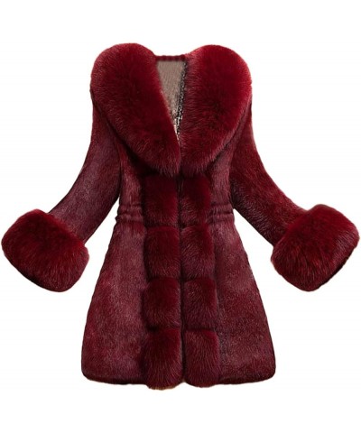 Women Winter Faux Fur Coat Buttoned Open Front Cardigan Jacket Plus Size Outerwear Oversized Mid Length Overcoat S-5XL A2-win...