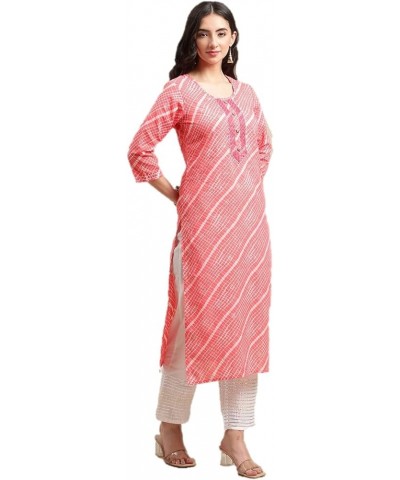 kurti set for women indian style party wear kurta set for women ready to wear Peach-coloured & White $34.64 Tops