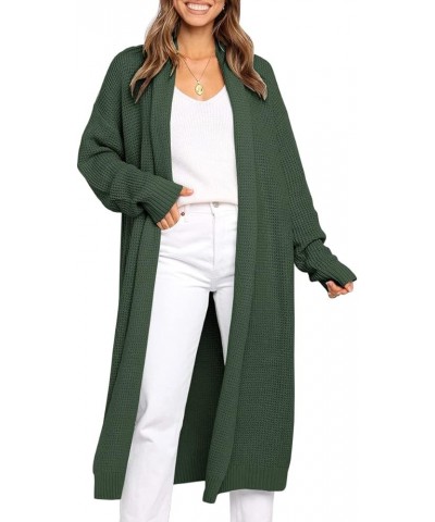 Women's Oversized Slouchy Knit Chunky Open Front Sweater Coat with Pockets Olive $24.25 Sweaters