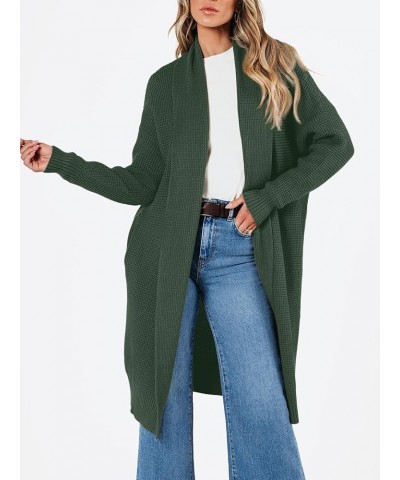 Women's Oversized Slouchy Knit Chunky Open Front Sweater Coat with Pockets Olive $24.25 Sweaters