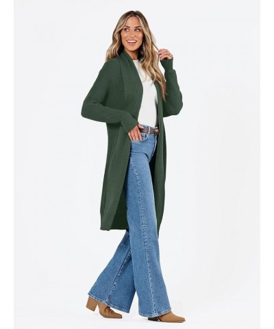 Women's Oversized Slouchy Knit Chunky Open Front Sweater Coat with Pockets Olive $24.25 Sweaters