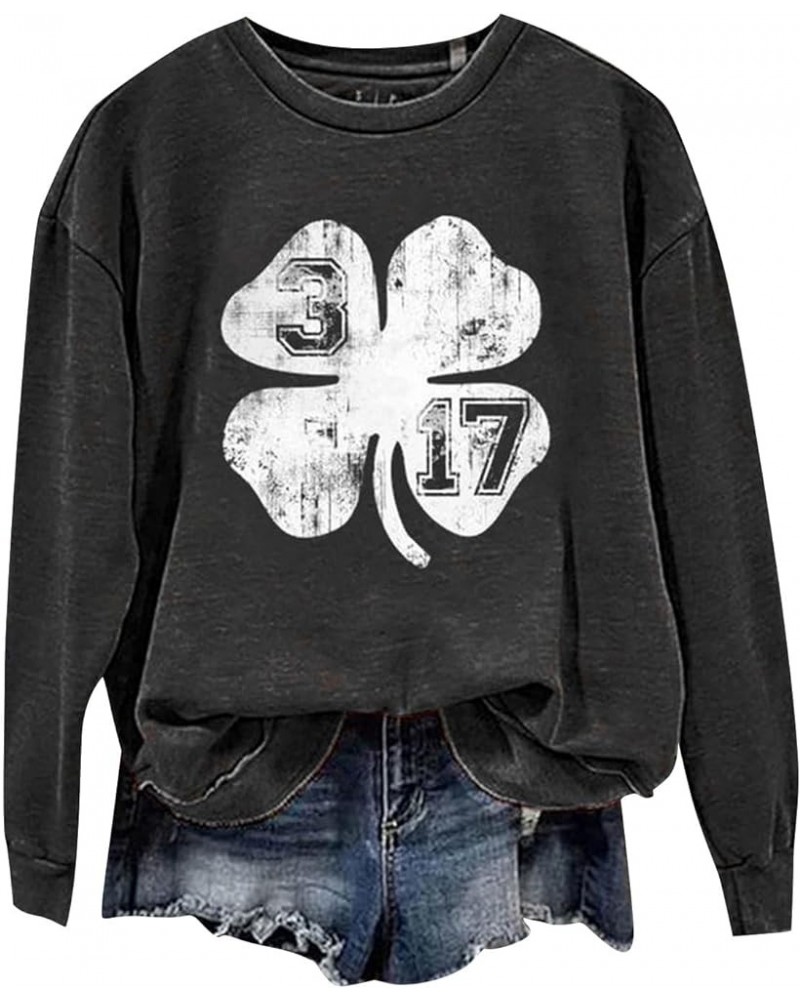 St Patricks Day/Easter Shirt For Women: Fashionable Casual Long Sleeve Crewneck Trendy Sweatshirts Spring Fall 1-dark Gray $7...