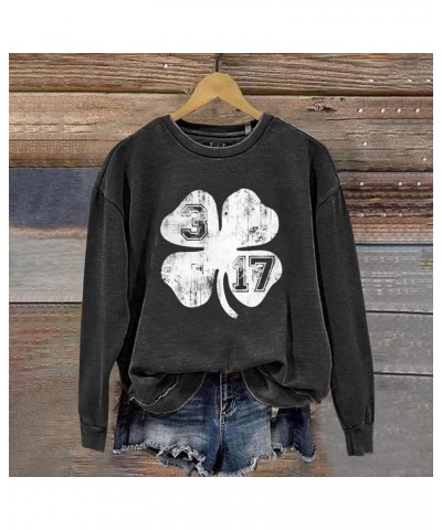 St Patricks Day/Easter Shirt For Women: Fashionable Casual Long Sleeve Crewneck Trendy Sweatshirts Spring Fall 1-dark Gray $7...