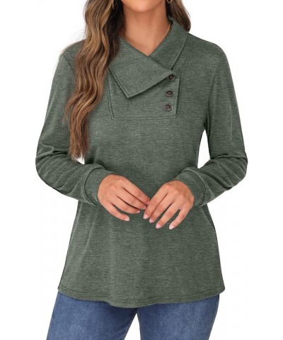 Women's Long Sleeve Cowl Neck Casual Blouse Flowy Swing Pullover Tunic Top 02 Vg Green $12.00 Tops