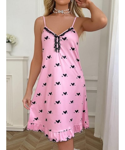 Women's Cowl Neck Satin Cross Backless Slip Lingerie Cami Dress Chemise Nightgown Pink Heart $13.99 Sleep & Lounge