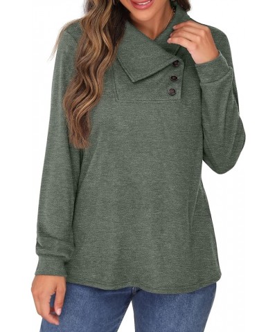 Women's Long Sleeve Cowl Neck Casual Blouse Flowy Swing Pullover Tunic Top 02 Vg Green $12.00 Tops