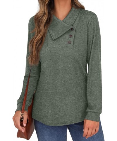 Women's Long Sleeve Cowl Neck Casual Blouse Flowy Swing Pullover Tunic Top 02 Vg Green $12.00 Tops