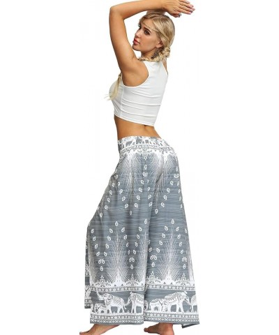 Women's Side Slit Yoga Pants Floral Print Elastic Waist and Ankles Harem Pants Feather Grey $10.25 Activewear