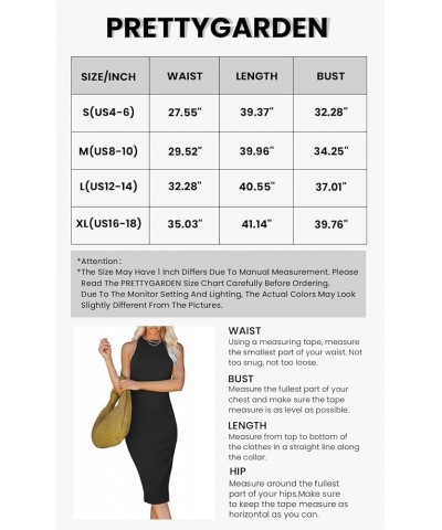 Women's Basic Bodycon Midi Dress Crewneck Sleeveless Casual Summer Tank Top Dresses Khaki $23.09 Dresses