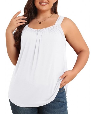 Plus Size Tank Tops for Women - Summer Womens Tops Plus Size, Lace Detail, Loose Fit, Sleeveless Women's Tanks 1white $11.50 ...