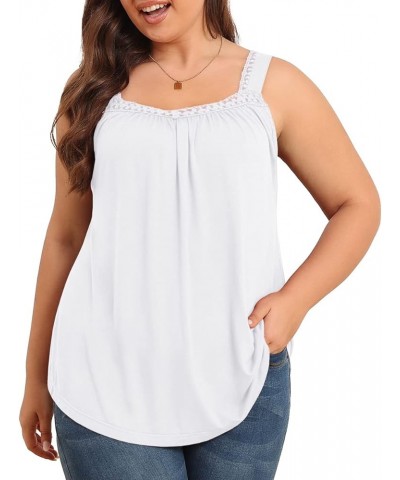 Plus Size Tank Tops for Women - Summer Womens Tops Plus Size, Lace Detail, Loose Fit, Sleeveless Women's Tanks 1white $11.50 ...