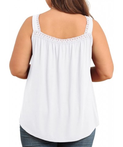 Plus Size Tank Tops for Women - Summer Womens Tops Plus Size, Lace Detail, Loose Fit, Sleeveless Women's Tanks 1white $11.50 ...