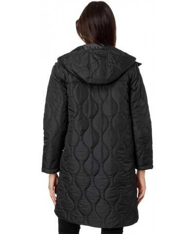 Long Hooded Quilted Duster Jacket Black $33.06 Jackets