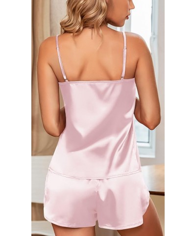 Silk Pajamas for Women Satin Camisole Sleepwear Sexy Lingerie Cami Top with Shorts PJ Sets Light Pink $8.84 Sleep & Lounge