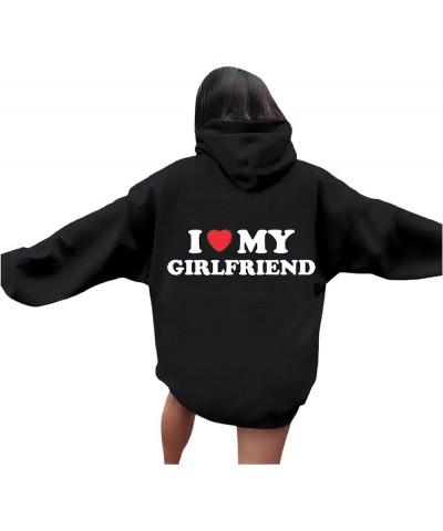 Valentine'S Day Graphic Hoodies For Women I Love My Girlfriend Letter Print Pullover With Pocket Drawstring Causal Hoodies Bl...