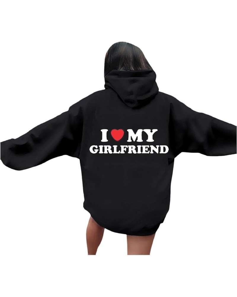 Valentine'S Day Graphic Hoodies For Women I Love My Girlfriend Letter Print Pullover With Pocket Drawstring Causal Hoodies Bl...