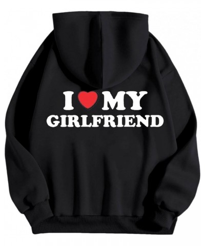 Valentine'S Day Graphic Hoodies For Women I Love My Girlfriend Letter Print Pullover With Pocket Drawstring Causal Hoodies Bl...