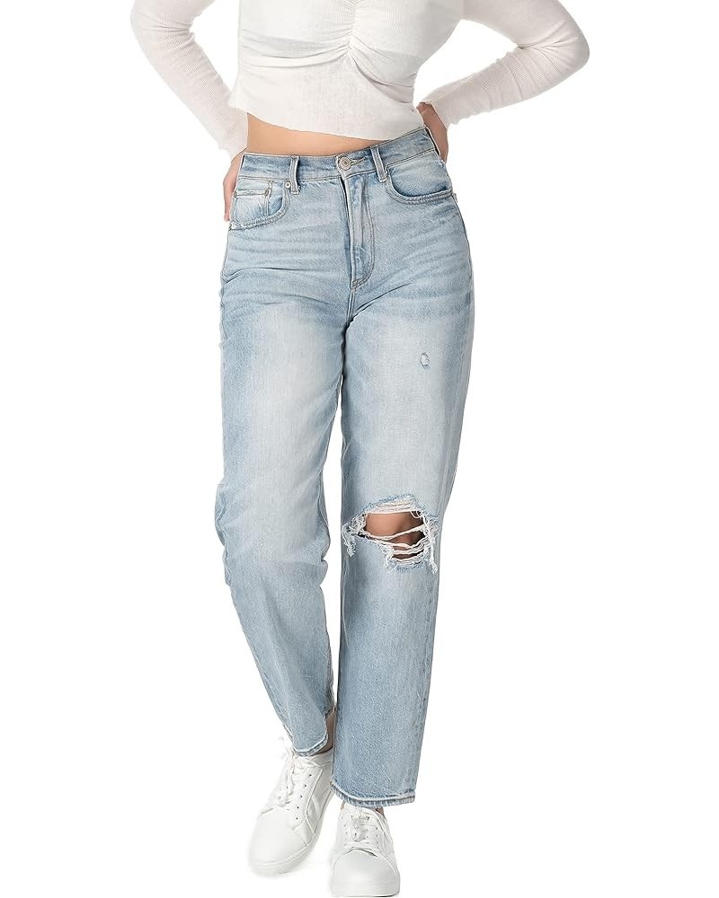 Women's Jeans Stretch Slim Fit High Rise Jeans for Women Tapered Jeans Destroyed Denim Pants 220-light Denim Blue $21.60 Jeans