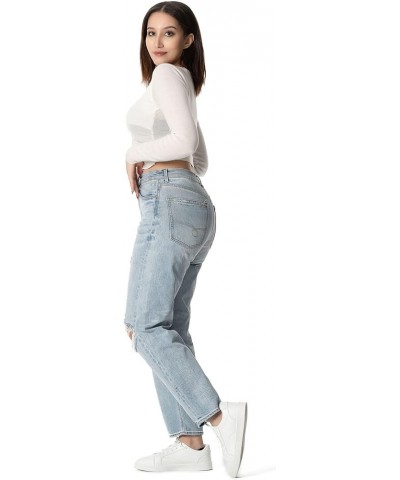 Women's Jeans Stretch Slim Fit High Rise Jeans for Women Tapered Jeans Destroyed Denim Pants 220-light Denim Blue $21.60 Jeans