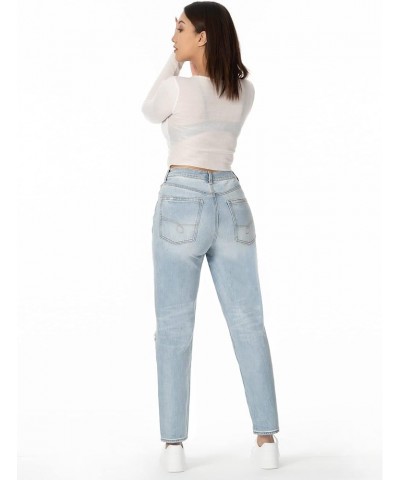 Women's Jeans Stretch Slim Fit High Rise Jeans for Women Tapered Jeans Destroyed Denim Pants 220-light Denim Blue $21.60 Jeans