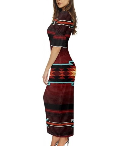 Bling Bling Butterfly Women’s Short Ruffle Sleeve A Line Sexy Midi Dress Summer Beach Dresses Southwest Navajo $13.53 Dresses