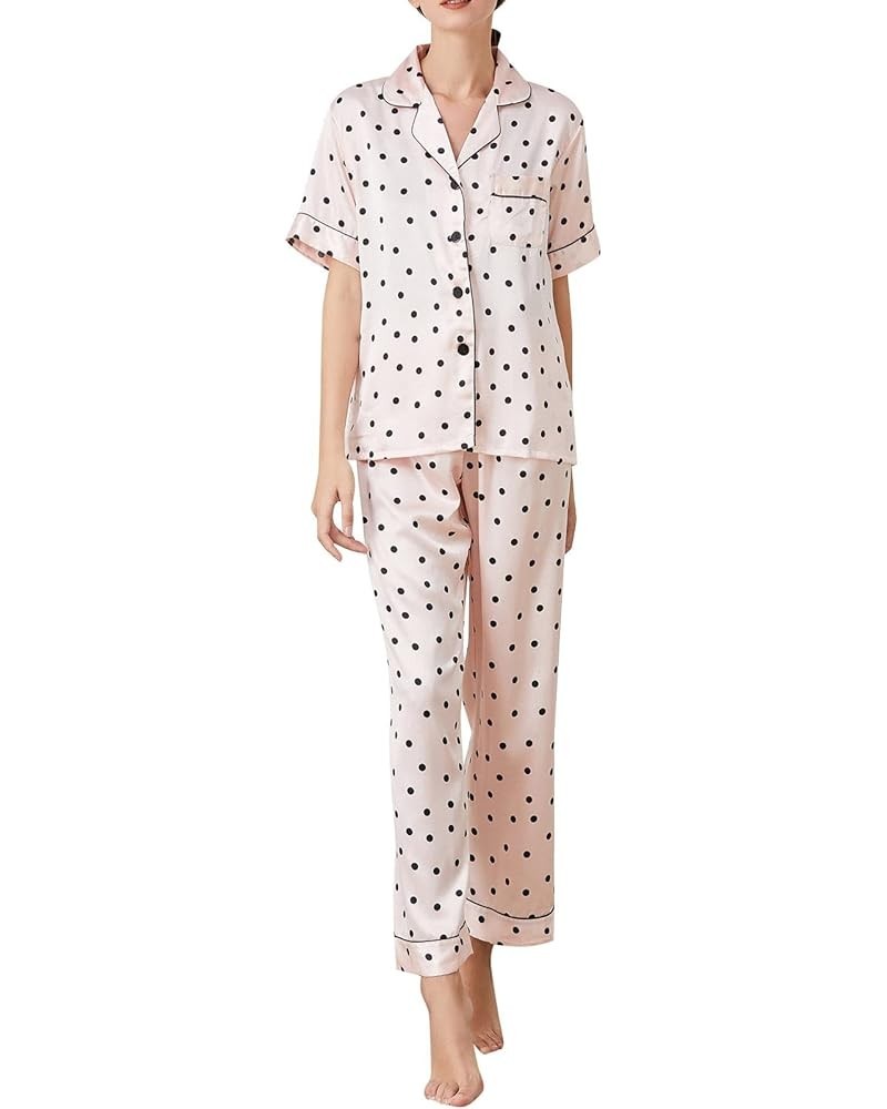 Pajamas for Women Soft Comfy Cotton Pajama Sets for Women Silk Plus Size Cozy Womens Loungewear Set Pink-3 $14.27 Sleep & Lounge