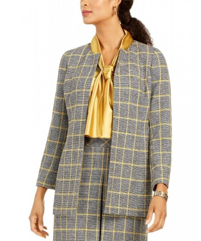 Women's Jewel Neck Plaid Jacket, Dijon Multi, 8 $17.36 Blazers