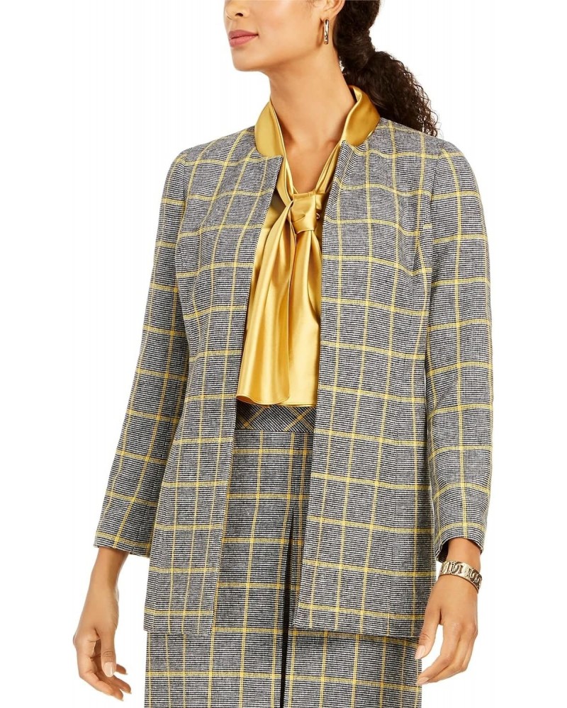 Women's Jewel Neck Plaid Jacket, Dijon Multi, 8 $17.36 Blazers