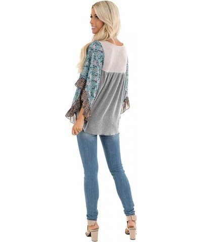 Womens Floral Printed 3 4 Sleeve Shirt Batwing Loose Tops Blouses Pullover Multicolor $15.64 Blouses