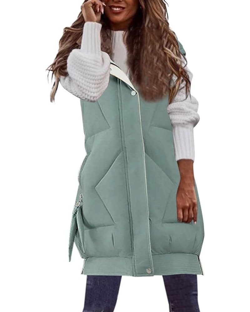 Long Puffer Vest for Women Sleeveless Corduroy Puffer Jacket Quilted Vests Lightweight Winter Vests Outerwear Sleeveless Puff...