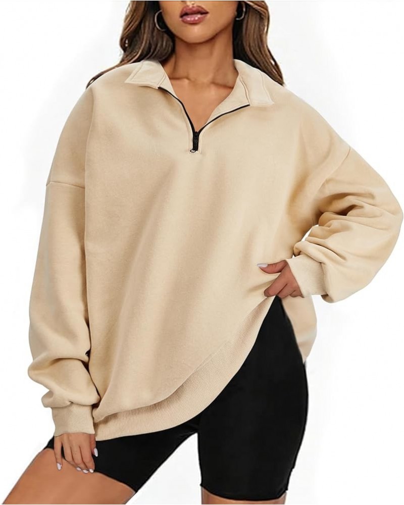 Oversized Sweatshirt Hoodie for Women Zip Up Crewneck Hoodies Fall Fashion Comfy Clothes 2023 Apricot $13.50 Hoodies & Sweats...