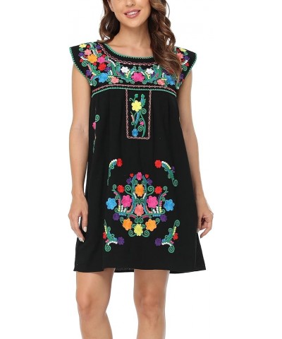 Women's Casual Boxy Fit Skirts Mexican Embroidered Peasant Dresse Bxq223-bkg $10.00 Skirts