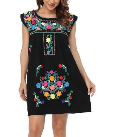 Women's Casual Boxy Fit Skirts Mexican Embroidered Peasant Dresse Bxq223-bkg $10.00 Skirts