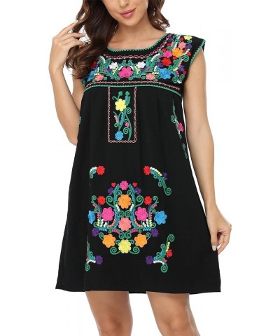 Women's Casual Boxy Fit Skirts Mexican Embroidered Peasant Dresse Bxq223-bkg $10.00 Skirts