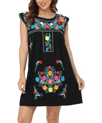 Women's Casual Boxy Fit Skirts Mexican Embroidered Peasant Dresse Bxq223-bkg $10.00 Skirts