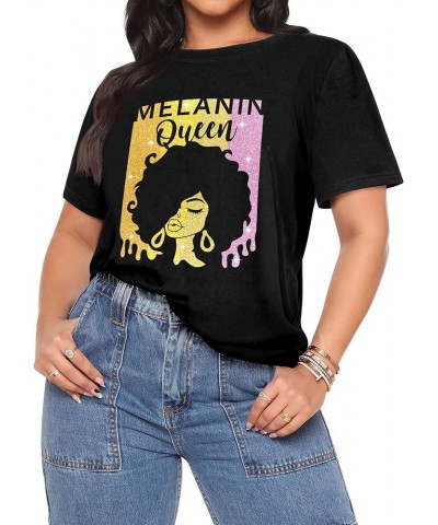 Black Girl Magic T-Shirt Graphic Tee Afro Word Art Natural Hair Sequins Casual Tops Blacka $11.39 T-Shirts