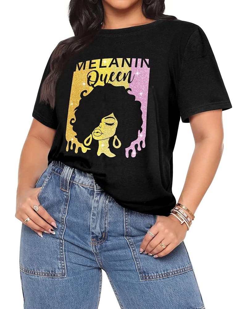 Black Girl Magic T-Shirt Graphic Tee Afro Word Art Natural Hair Sequins Casual Tops Blacka $11.39 T-Shirts