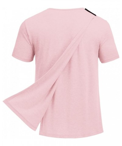 Unisex Post Surgery Shirts Tear Away Surgical Shirt After Shoulder Surgery Snap Open-Back Adaptive Clothing Light Pink $16.56...