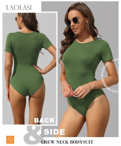 Women's Crew Neck Round Neck Short Sleeves Slim Fit Casual Basic Extender Bodysuit Daily Jumpsuit T Shirts Army Green $12.99 ...