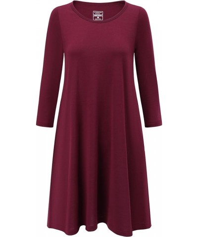 Womens Merino Wool Swing Dress Sleeve Flare with Pockets Plum-half Sleeve $36.40 Dresses