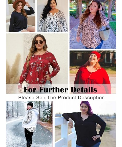 VOGRACE Womens-Plus-Size-Tops Flowy Long Sleeve Henley Shirts Buttons Up Blouses Pleated Tunics 07_floral_c $9.17 Tops