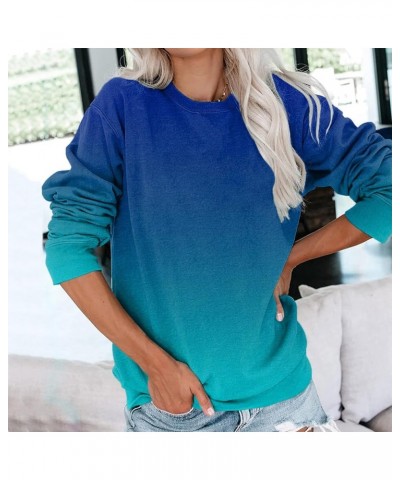 Womens Casual Crewneck Sweatshirts Long Sleeve Crew Neck Tunic Tops Loose Y2K Pullovers Pullovee-blue $5.93 Hoodies & Sweatsh...