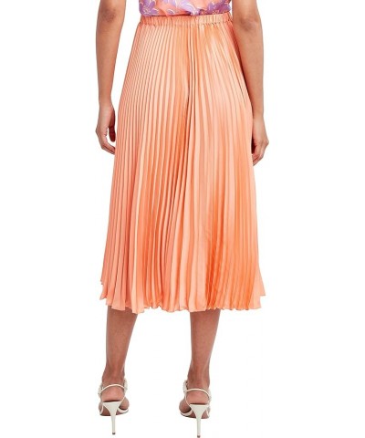 Women's Pleated a Line Midi Skirt Papaya $40.08 Skirts